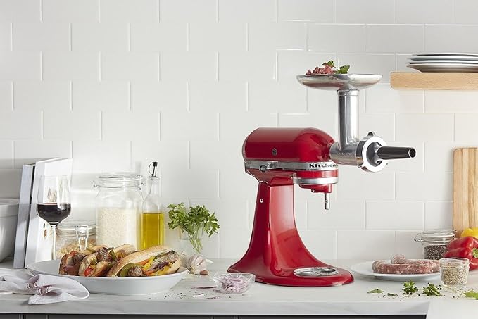 KitchenAid KSMMGA Metal Food Grinder Attachment – Meat Grinder & Sausage Stuffer for KitchenAid Stand Mixers