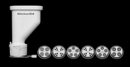 KitchenAid Gourmet Pasta Press Attachment – White, 6 Pasta Plates, Fits All KitchenAid Stand Mixers